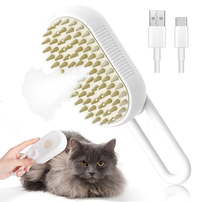 3-in-1 Electric Pet Grooming Brush with Steam Spray and Massage Function for Dogs and Cats
