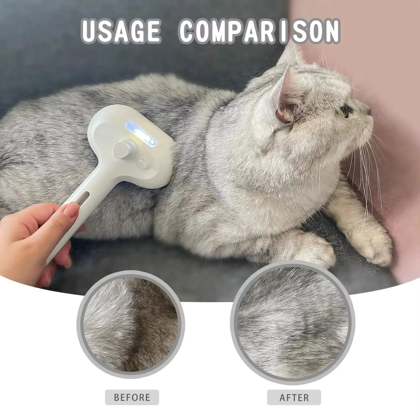 3-in-1 Electric Pet Grooming Brush with Steam Spray and Massage Function for Dogs and Cats