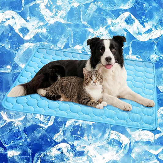 Cooling Mat for Pets - Q-Max>0.4 Chill Fiber Cooling Pad, Washable Non-Slip Non-Toxic Design for Small to Large Dogs and Cats, Suitable for Indoor and Outdoor Use