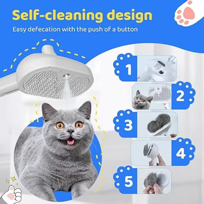 3-in-1 Electric Pet Grooming Brush with Steam Spray and Massage Function for Dogs and Cats