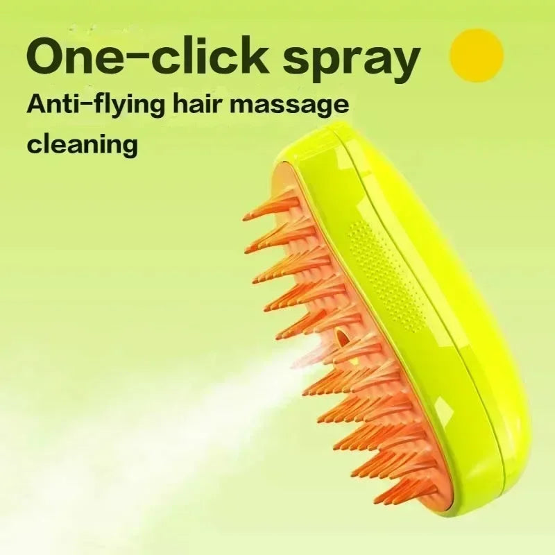 3-in-1 Electric Pet Grooming Tool with Steam Brush, Sprayer, and Massage Comb for Cats and Dogs