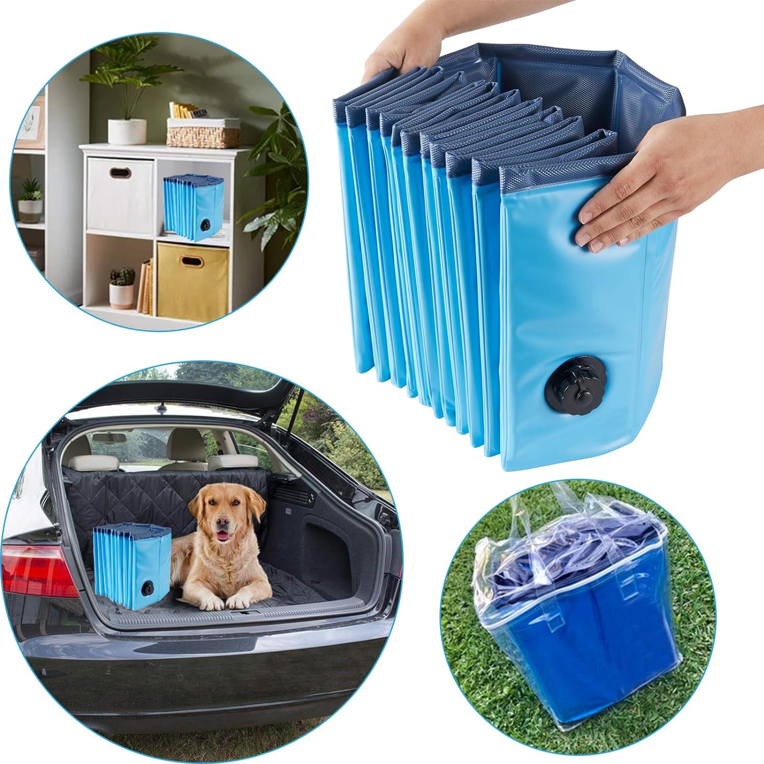 Foldable Outdoor Dog Swimming Pool - Collapsible Anti-Slip Hard PVC Paddling Bathtub for Large and Extra Large Dogs, Kids, and Pets (63'' x 12'' / 160 cm x 30 cm)