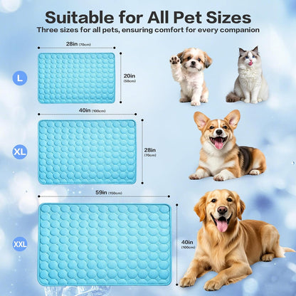 Cooling Mat for Pets - Q-Max>0.4 Chill Fiber Cooling Pad, Washable Non-Slip Non-Toxic Design for Small to Large Dogs and Cats, Suitable for Indoor and Outdoor Use